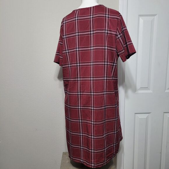 Anthropologie Entro Large Dress v-neck shift short sleeve lining striped - Picture 4 of 10